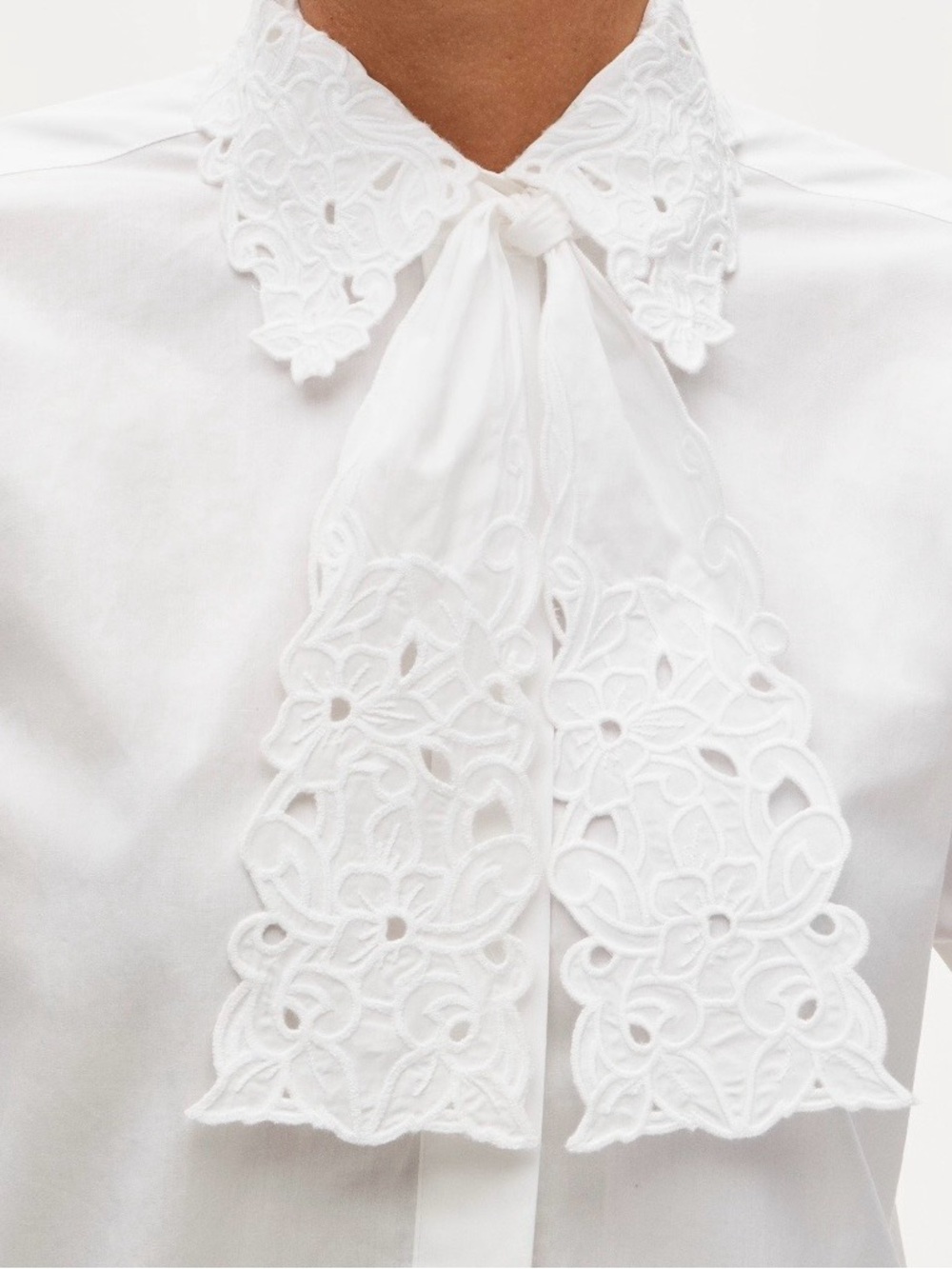 J. Crew White Lace Tie-Neck Shirt - Picture 2 of 5